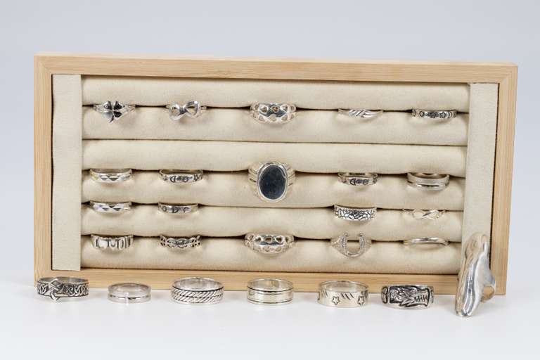 .925 Sterling Silver Curated 26 Ring Lot Various Sizes & Styles