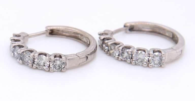 Handsome White Gold Mixed Cut RBC and Baguette Diamond Earrings