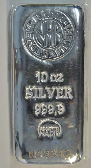 10 oz pure 999.9 Nadir Metals Silver Bar in sealed in plastic