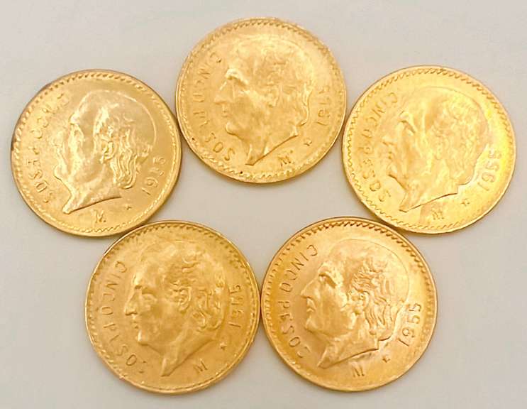 5x $5 Mexican Gold Peso