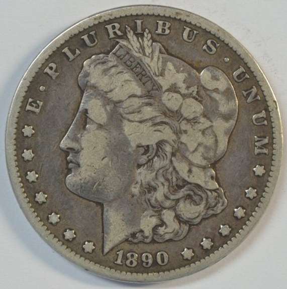 Key date 1890-CC Morgan Silver Dollar. Sharp circ