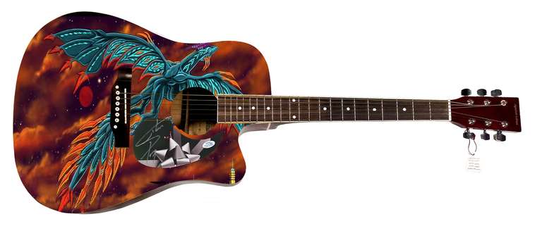 Journey Steve Perry Autographed Custom Photo Graphics Guitar ACOA