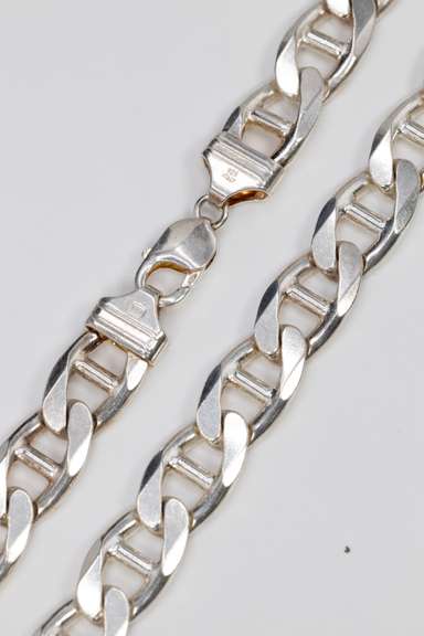 .925 Sterling Silver 13mm Anchor Chain 22 Inches