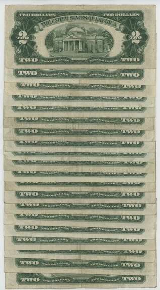 Lot of 20 Series of 1953 $2 Red Seal Notes