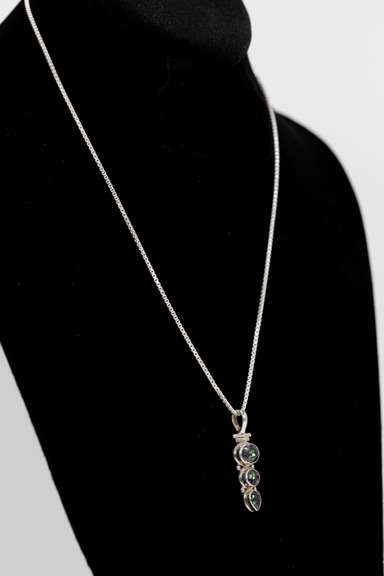 .925 Sterling Silver Pendant w/ Rainbow Mystic Topaz Gemstones