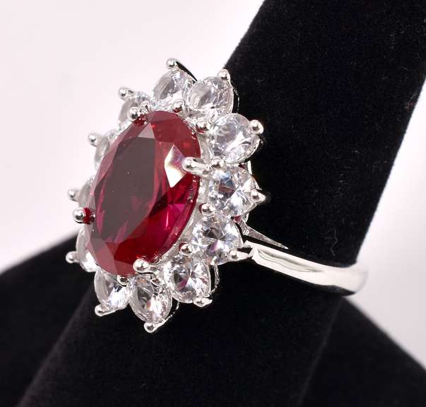Noticeable Bright Crystal Sterling Silver Ring