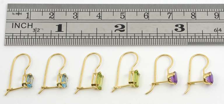 3 Pairs 14k Dangling Stone Earrings