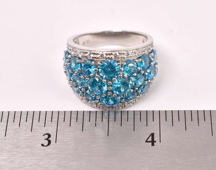 Beautiful Blue Crystal Ring in Sterling Silver