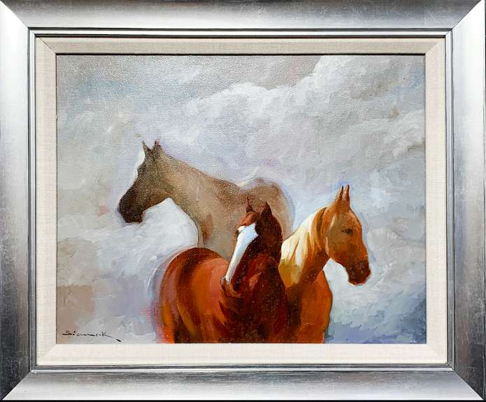 Siamak Etemadi Original Oil on Canvas "Horses"