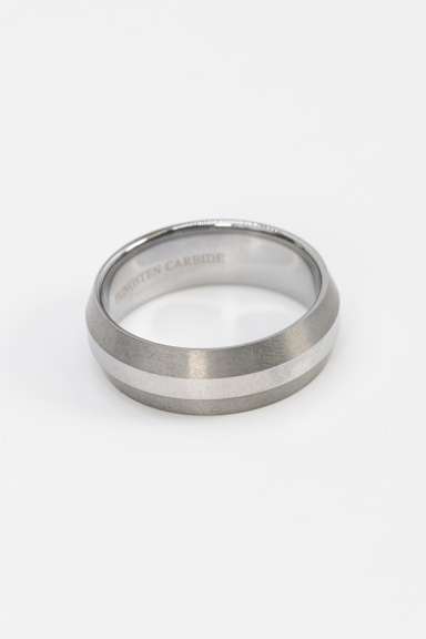 8mm Tungsten Carbide Silver Tone Thick Stripe Wedding Band Comfort Fit Ring Size 12.5