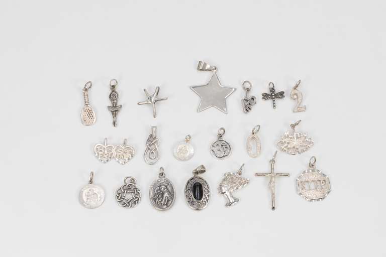 Sterling Silver Pendant Assortment Various Sizes & Styles (20 Pendant Lot)