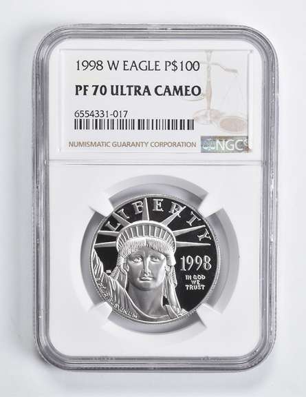 PF70 UCAM 1998-W $100 American 1 Oz Platinum Eagle NGC