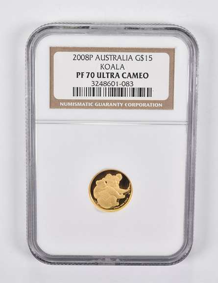 PF70 UCAM 2008-P Australia $15 Gold Koala NGC