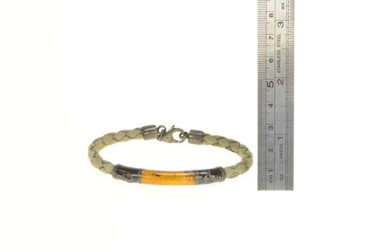 Sterling Silver Anchor Orange Enamel Woven Braided Bracelet