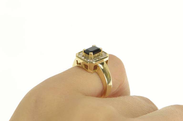 14K Yellow Gold 1.52 Ctw Sapphire Diamond Halo Engagement Ring