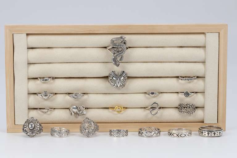 .925 Sterling Silver Curated 20 Ring Lot Various Sizes & Styles