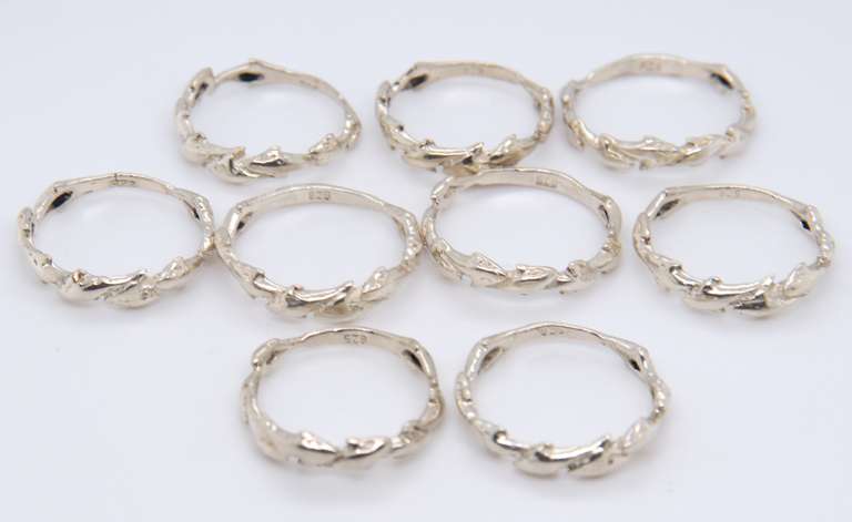 Group Lot of 9 Vintage 925 Sterling Silver Dolphin Bands