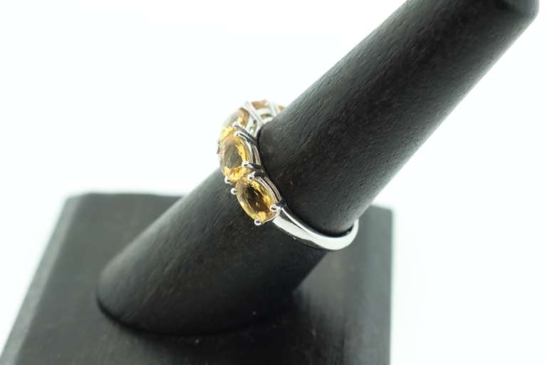 Luscious Citrine Five Stone 18k White Gold Anniversary Band