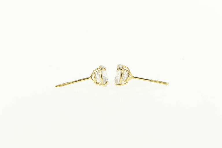 14K Yellow Gold Classic Round Solitaire Cubic Zirconia Stud Earrings
