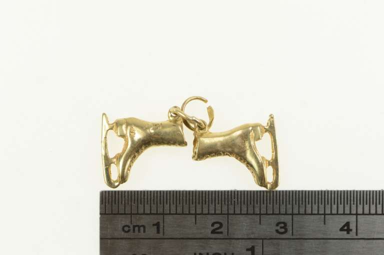 14K Yellow Gold 3D Ice Skate Figure Skating Winter Sport Charm/Pendant