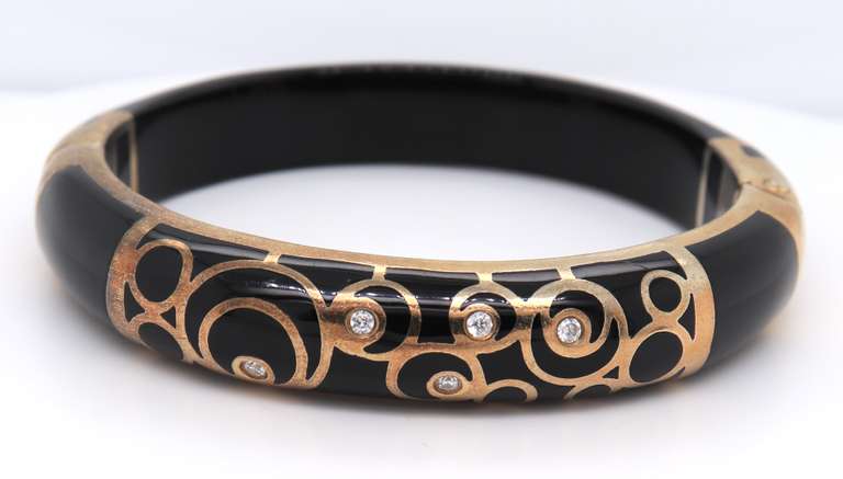 Gold Plated Silver CZ Resin Bangle