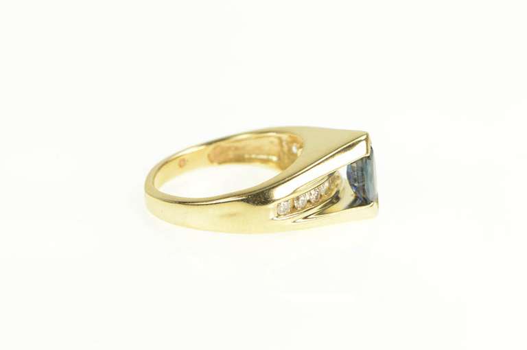 14K Yellow Gold Natural Sapphire Diamond Engagement Ring