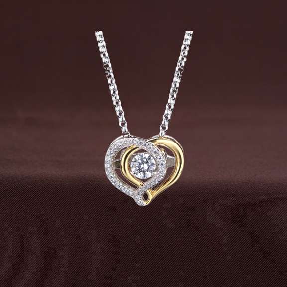 Delicate heart dancing stone pendant