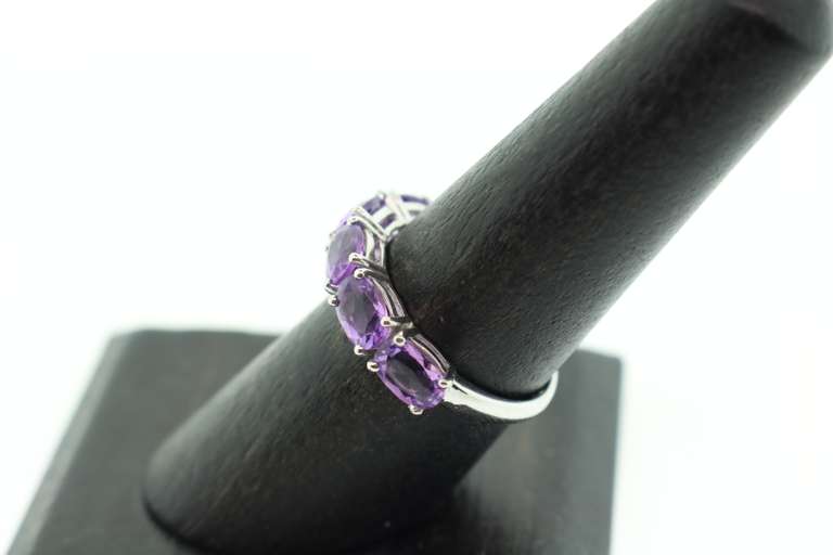 Luscious Amethyst Five Stone 18k White Gold Anniversary Band
