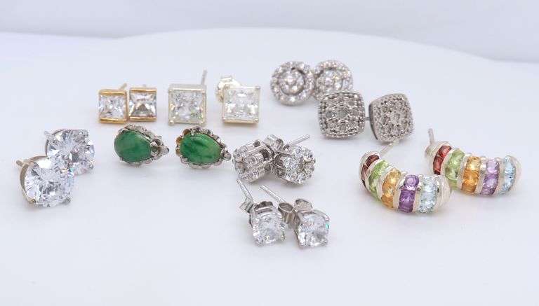 Group Lot of Vintage 925 Sterling Silver Earrings
