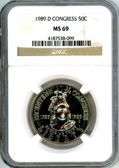 1989-D Congressional BU Silver Commemorative Half Dollar in NGC MS69