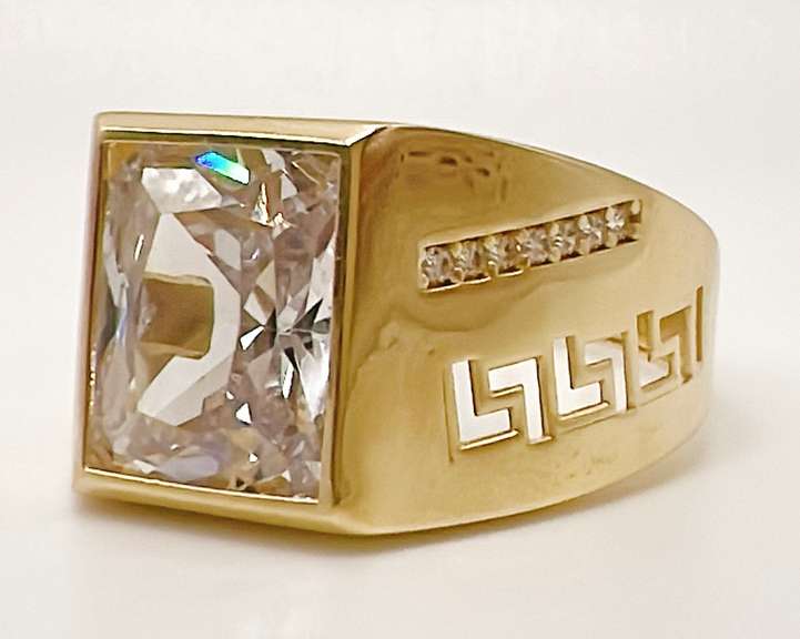 Men's 14kt Solid Yellow Gold & CZ Ring