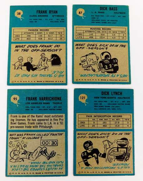 4 P.C.G. Football Cards