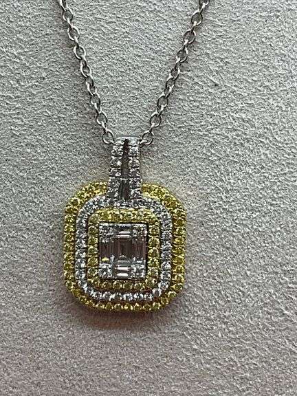 18K WHITE GOLD CHAIN WITH 18K GOLD AND DIAMOND PENDANT