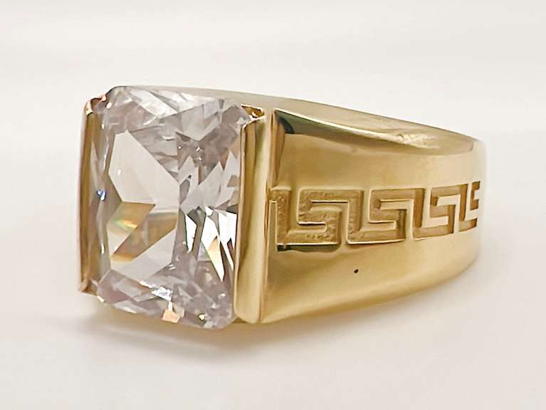Men's 14kt Solid Yellow Gold & CZ Ring