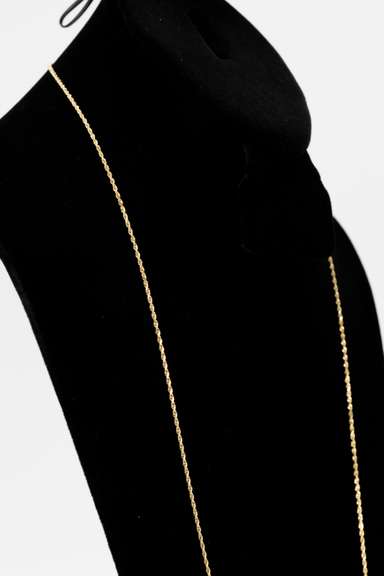 14k Yellow Gold Solid Diamond-Cut Rope Link Chain 1.5mm Necklace 30"