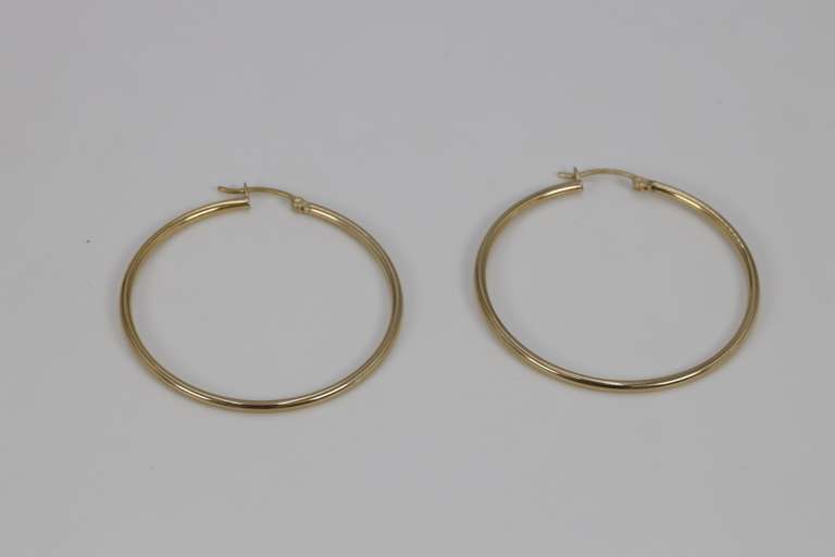 10k Yellow Gold Lever Back Hoop Earrings 45mm