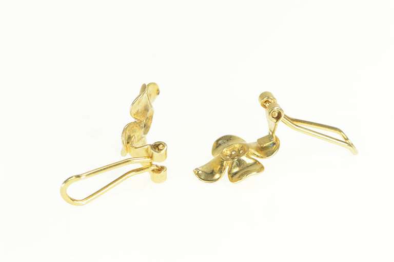 Sterling Silver Dogwood Flower CZ Cluster Clip Back Earrings