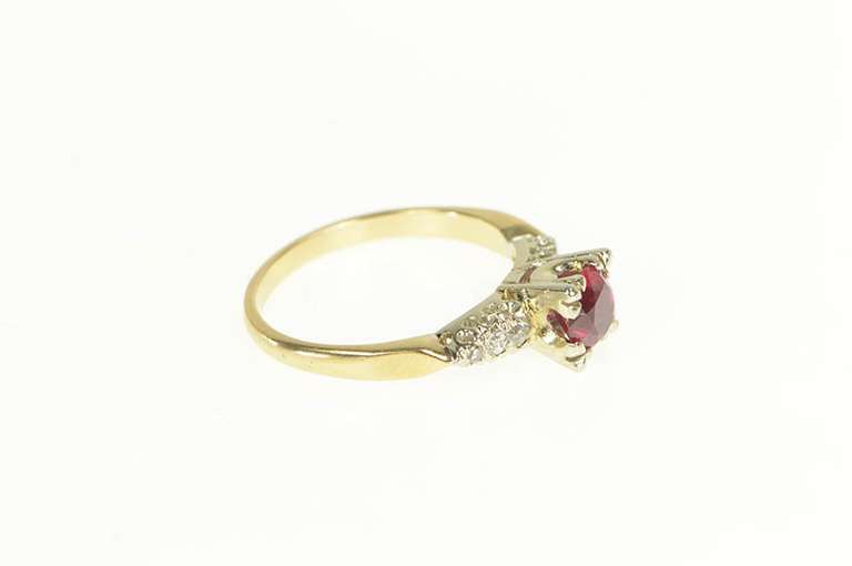 14K Yellow Gold 1940's 0.93 Ctw Spinel Diamond Engagement Ring