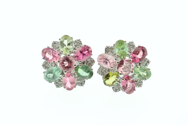 14kt Gold Plated Sterling Silver Polychromatic Floral Tanzanite Earrings