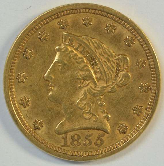 Impressive 1855 US $2.50 Liberty Gold Piece. Nice