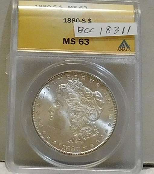 1880-S Morgan Dol  ANACS  MS-63 Premium