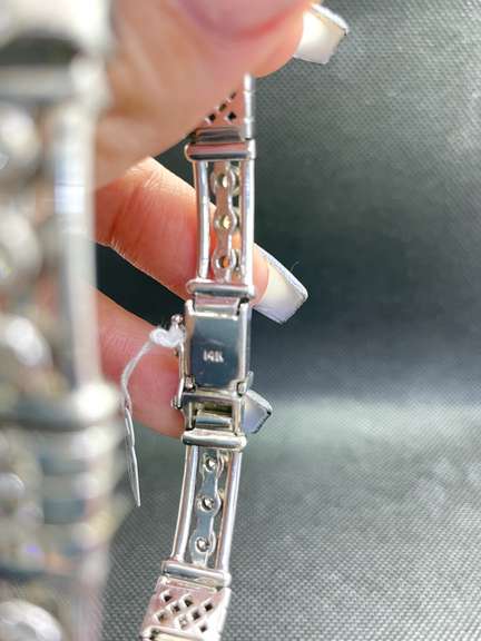 UNIQUE 14K ROUND BRILLIANT MENS WHITE GOLD DIAMOND BRACELET