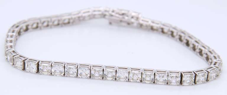 Vintage 925 Sterling Silver Princess Cut Cubic Zirconia Tennis Bracelet