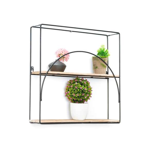 Retro Wooden Iron Craft Wall Mounted Storage Shelf Rack