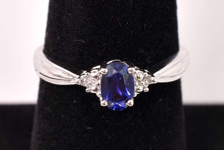 Lavish Sapphire and Diamond Ring in White Gold