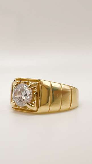 Men's 14kt Solid Yellow Gold & CZ Ring