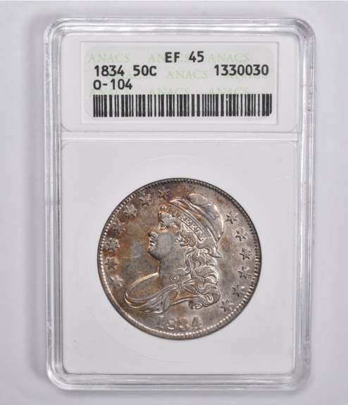 EF45 1834 Capped Bust Half Dollar O-104 ANACS