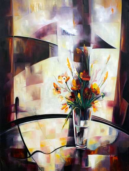 Sussan Afrasiabian Original Oil on Canvas "Wild Tulip"