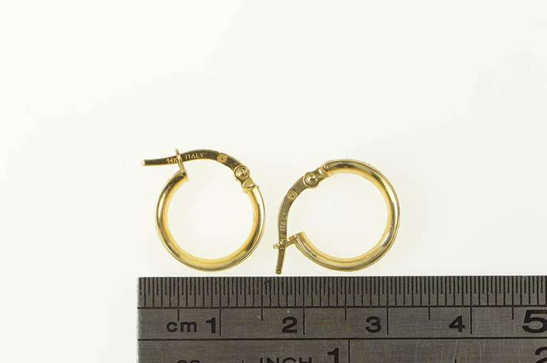 14K Yellow Gold Diamond Dust Textured 13.3mm Hoop Earrings