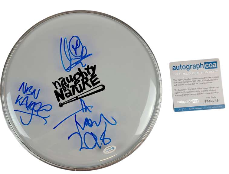 Naughty By Nature Autographed Custom Framed Drum Head Drumhead Display ACOA